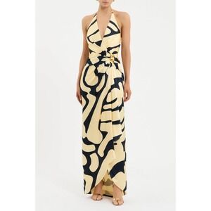 Rebecca Vallance Dune V Neck Silk Maxi Dress NWT  AU  8‎ (US 4) MSRP $1150